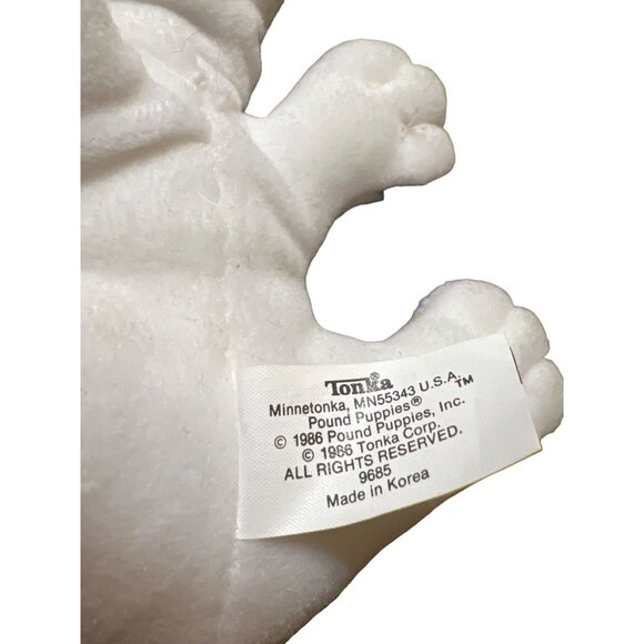 Vintage 1986 Tonka Pound Puppies White Black Spots Plush Puppy Dog Toy 7.5" - Picture 4 of 4